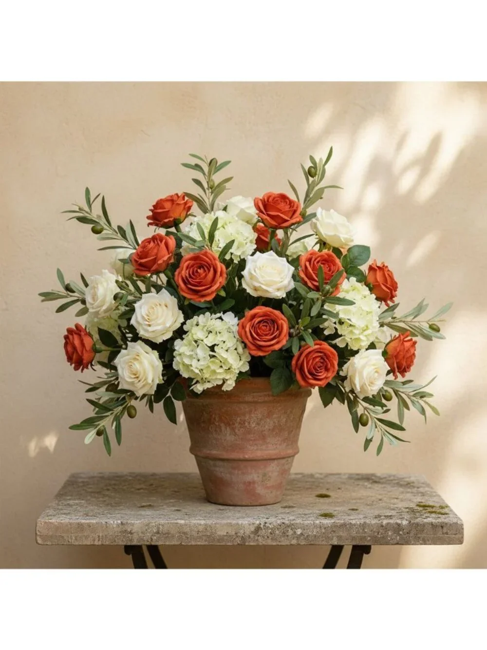 Set of 6 Terracotta Rose Stems Artificial Roses Burnt Orange Roses Faux Flowers